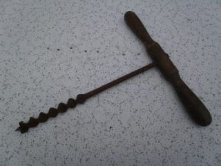 VINTAGE HAND DRILL 1 IN. HAND FORGED AUGER BARN BEAM PIN DRILL WOOD 