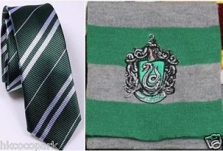 NEW Harry Potter Slytherin Costume Set Neck Tie + Scarf Green