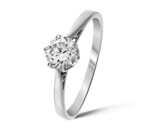 Classical 9 ct White Gold Ladies Solitaire Engagement Diamond Ring 0 