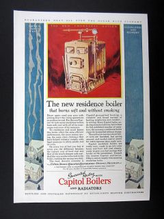 Capitol Boilers Smokeless Soft Coal Boiler 1927 print Ad advertisement