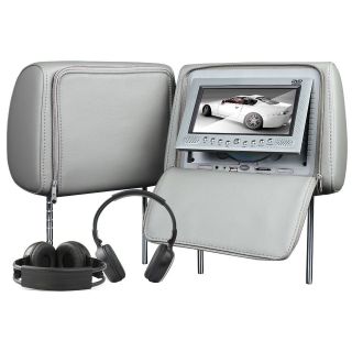 C1001 Grey 2x 7 Car Pillow Headrest Monitor DVD Player Pair IR 