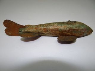   Old Wood Wooden Metal Handmade Ice Spear Fishing Decoy Lure Bait Decoy