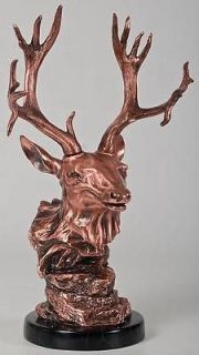 Copper Color Deer Head And Bust Statue Keepsake