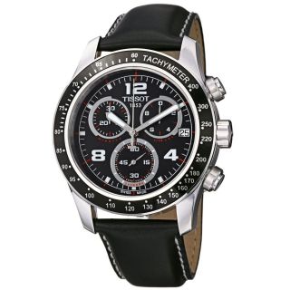   Mens T0394171605702 V 8 Black Leather Strap Chronograph Dial Watch