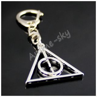 Harry Potter Deathly Hallows Logo Metal key chain ring Anime key 