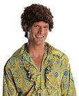 Adult Mens Tight Curl Brown 70s Afro Halloween Costume Accessory Wig