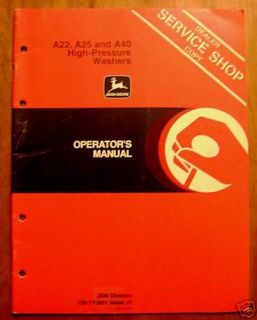 John Deere A22 A25 A40 Pressure Washer Operators Manual