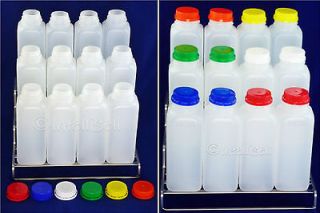 50 New HDPE Plastic Bottles Containers Pint 16 oz. +54 Twist Lids 