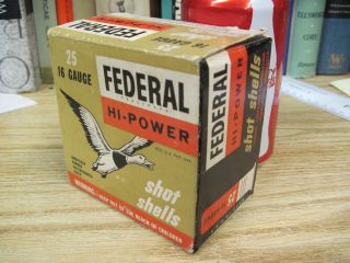 vintage federal HI POWER EMPTY PAPER shotshell box DUCK 16 gauge JMJ