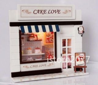 Wooden Dollhouse Miniature DIY House with Light   Cake Love Shop