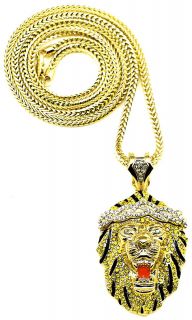   Head New Iced Out Pendant Necklace 36 Inch Franco Style Chain Big Sean