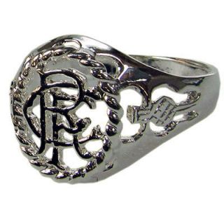 Rangers F.C. Silver Plated Crest Ring in 3 Sizes Official Merchandise