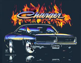 1968 1969 Dodge Charger T Shirt Flamed