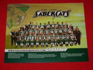 2007 San Jose Sabercats Arena Football Team Photo