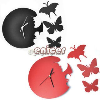 New Wall Clock Decor Home Art Design Modern Style Time Large Butterfly 