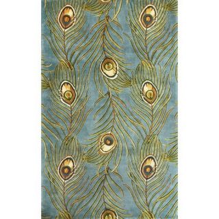 KAS Oriental Rugs Catalina Blue Peacock Feathers Novelty Rug