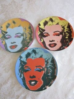 Three 1997 Andy Warhol Marilyn Monroe 8 1/2 Block China Plates