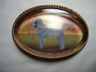   DECORATIVE GRAY STANDARD POODLE DOG ART PAPER WEIGHT THICK GLASS