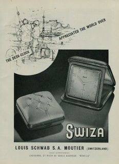 1950 Swiza Clock Company Vintage 1950 Swiss Ad Suisse Advert 