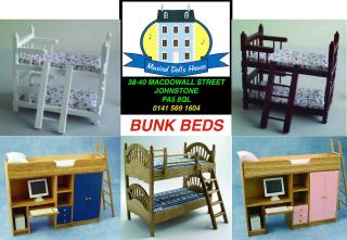 DOLLS HOUSE BEDROOM BUNK BED BUNKBEDS 1/12TH