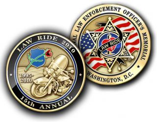  Law Enforcement 2010 Law Ride Memorial Coin (New With Coin Case