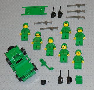 LEGO Minifigures 7 Army Men Military Soldiers Guys Rifles Lego Jeep 