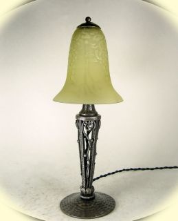   & Vincent / Muller freres  signed french art deco lamp wrought iron