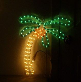 Palm Tree Tropical Sign 18 Inch Tall Rope Lighting in Clear PVC on 