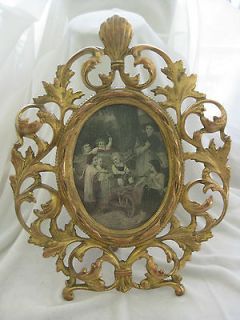 Heavy Brass Antique Oval Boudoir Picture Frame