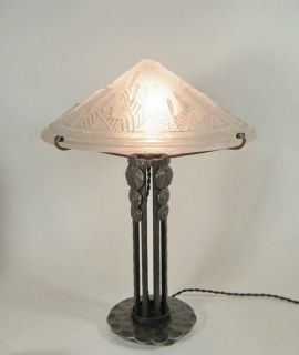 MULLER FRERES and VASSEUR FRENCH ART DECO LAMP wrought iron .1925 