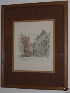   Artist Mads Stage Framed Architecture Watercolor Print Lithograph