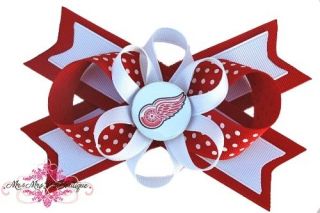 Detroit Red Wings Baby Hair Bow on a Headband NHL