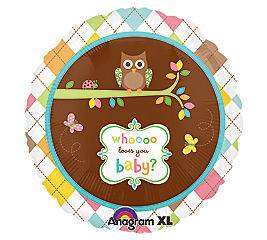 Who Loves You Owl Design 18 Mylar Foil Baby Shower Party Balloon