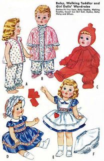 Vintage Baby Doll Clothes Pattern 2412 ~ 19/21 or 23/25 ~ Saucy 