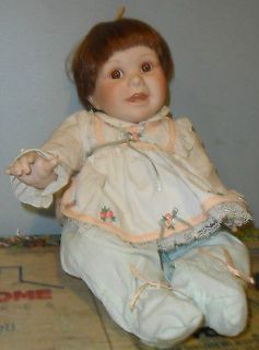 MBI 1990 14 Brunette Baby Girl Doll w/Porcelain Bisque Head, Arms 