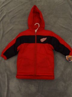 New NHL Detroit Red Wings Toddler Hooded Red & Black Parka   Sizes 2T 