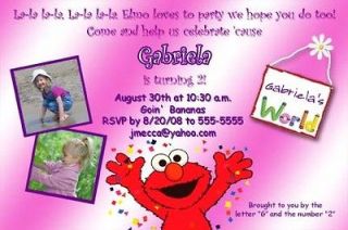   Pink Photo Sesame Street & Elmo Birthday Party Invitations   You Print
