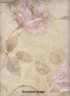 Floral Wallpaper/ Pink Roses and Vines Sidewall / Light Tan Background