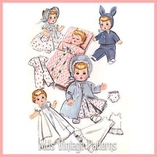 Vtg 1950s Baby Doll Clothes Pattern ~ 11 12 Tiny Tears, Betsy Wetsy 