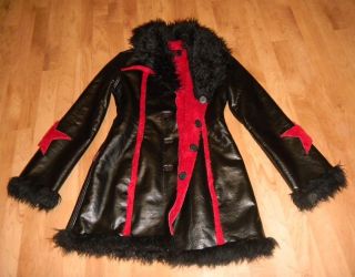 Small TRIPP Reversible Furry Star Jacket BLACK RED Goth Costume 