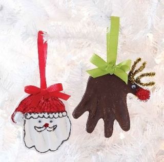 NIB Mud Pie Baby Holiday Santa or Reindeer Hand Print Ornament Kit