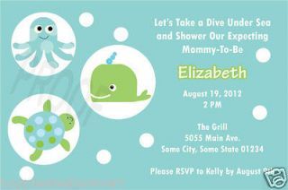 Baby Shower Invitation First Birthday Turtle Sea Ocean PRINTABL Girl 