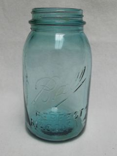 Antique Vintage Ball Mason Canning Jar, Aqua Blue Glass   Quart, #5 