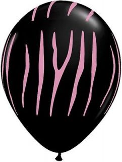   Black with PINK STRIPES Print Zoo Jungle (6) 11 Latex Helium Balloons