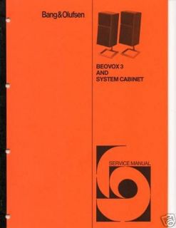 Original B & O Service Manual Beovox 3 Speakers