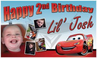 Disney Cars Birthday Banner   Add Pics   Personalized