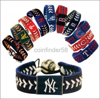 MLB Leather Baseball Bracelet Assorted Teams