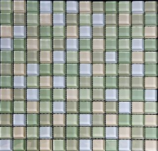Glass Mosaic Tile for Kitchen Backsplash and Bathroom Green Beige D003
