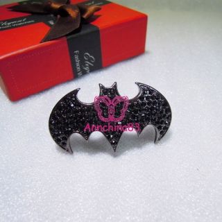   cool black crystal BATMAN womens costume party 2fingers ring R0127