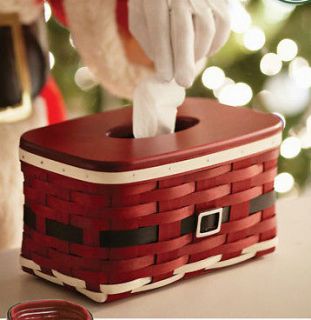   Santa Belly Family Tissue Basket W Lid  